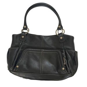 TIGNANELLO Black Pebbled Supple Leather Handbag Purse.